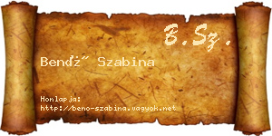 Benő Szabina névjegykártya